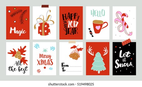 Christmas Advent Calendar Hand Drawn Elements Stock Vector (Royalty ...