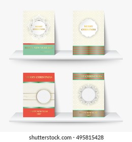 Set of Christmas layout template in A4 size design for cover and brochure and catalog