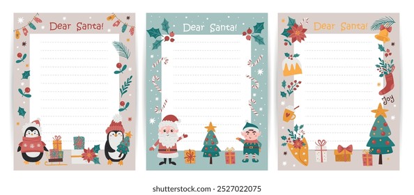 Set of Christmas Letter Templates to Santa Claus. Ready to print