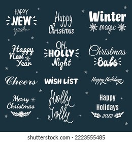 Set of Christmas lettering to create a unique design of your holiday card. Lettering for vector illustrations