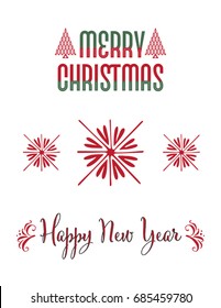 set of Christmas lettering and design elements