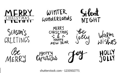 Set of Christmas lettering handwritten