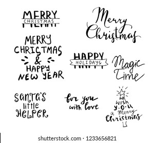 Set Merry Christmas Hand Lettering Vector Stock Vector (Royalty Free ...