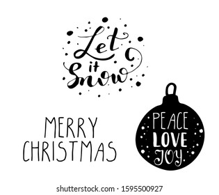 Set of Christmas lettering handwritten