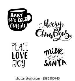 Set of Christmas lettering handwritten