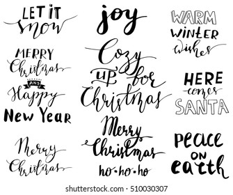 Set of Christmas lettering handwritten
