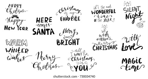 Set of Christmas lettering handwritten