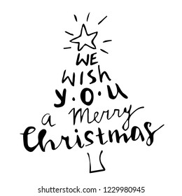 Set of Christmas lettering handwritten we wish you a merry Christmas