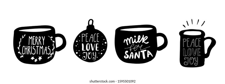 Set of Christmas lettering mug set handwritten