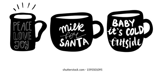 Set of Christmas lettering mug set handwritten