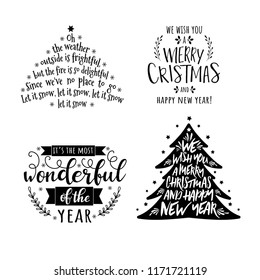 Set of christmas lettering. Vector christmas design for greeting card