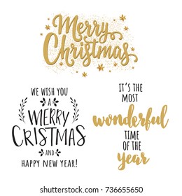 Set of christmas lettering. Vector christmas phrases for greeting card
