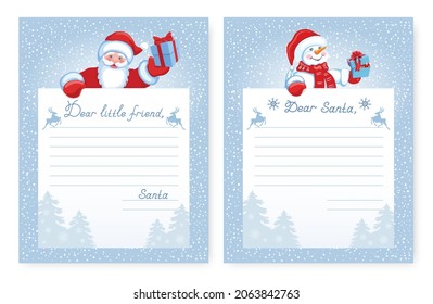 Set Christmas letters for Santa Claus and letter from Santa.