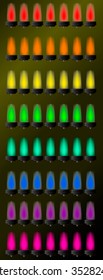 Set of christmas lights bulbs