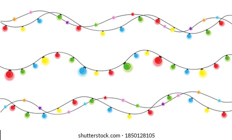 Set of christmas lights isolated design. vector illustration
