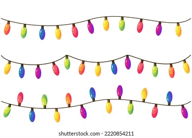 A set of Christmas lights and shining garlands.An element of Christmas design.Vector illustration.