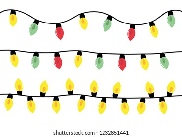 Set of Christmas lights vector, Colorful Christmas lights party concept.