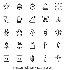 Set Of Christmas Line Icons