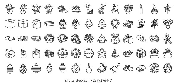 A set of Christmas line icons