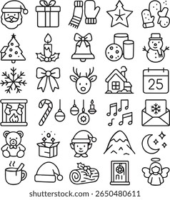 set of christmas line icons