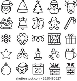 set of christmas line icons