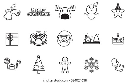 Set of christmas line icons 