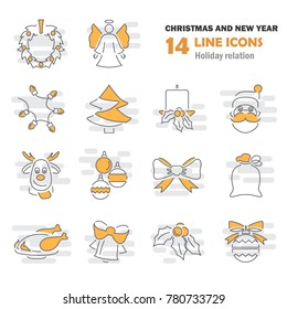 Set of Christmas line icons for web and mobile design