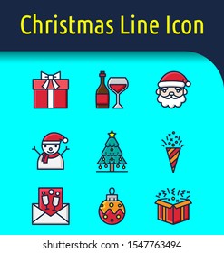 Set of christmas linear icon.