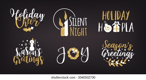 Set of Christmas logotype or insignia. Merry Xmas and Happy new year.