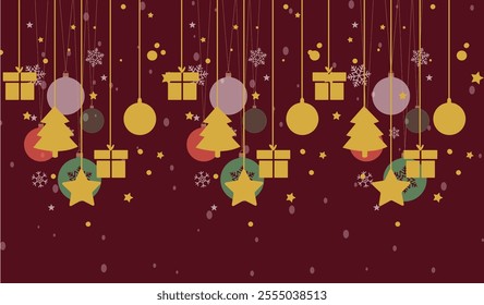 Set of Christmas minimalist geometric elements. Xmas abstract icons . Christmas tree, snowman, gifts and holiday decoration. Modern vector flat illustration.