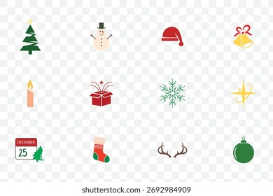 Conjunto de Navidades de Elementos geométricos minimalistas. Iconos y símbolo abstracto moderno de Navidad. Decoración de vacaciones de Año Nuevo. Simple Ilustración vectorial plana.