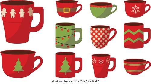 Set Christmas Mug Vector Art