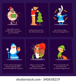 Set of Christmas and New Year 2016 greeting cards c congratulations