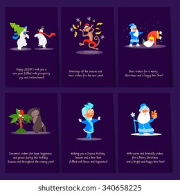 Set of Christmas and New Year 2016 greeting cards c congratulations