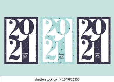 Set of Christmas and New Year 2021 greeting cards. Vector illustration concepts for graphic and web design, social media banner, marketing material.