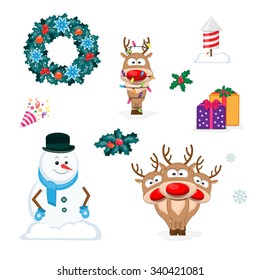 set of Christmas and New Year
