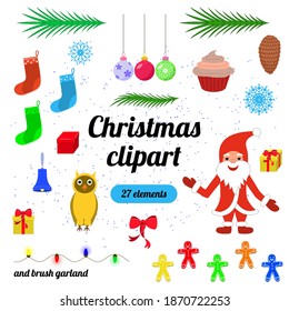 Set of Christmas and New Year additions for cards, covers and other things
