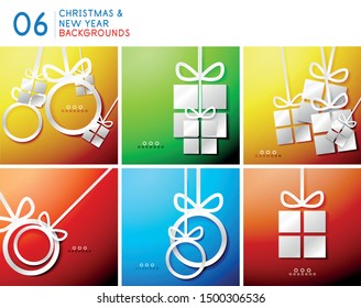 Set of Christmas and New Year ball and gifts