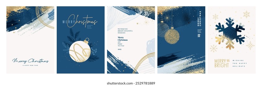 Set of Christmas and New Year Cards. Vector illustration concepts for graphic and web design, social media banner, marketing material.