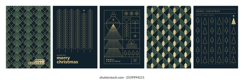 Set of Christmas and New Year Cards. Modern vector illustration concepts for graphic and web design, social media banner, marketing material.