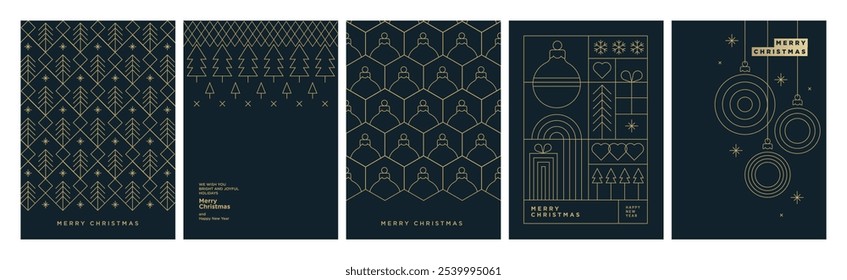 Set of Christmas and New Year Cards. Modern vector illustration concepts for graphic and web design, social media banner, marketing material.