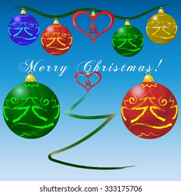 A set of Christmas and new year decorations