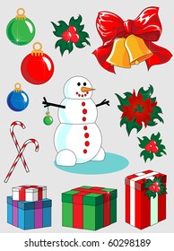 Set of Christmas and New Year decorations