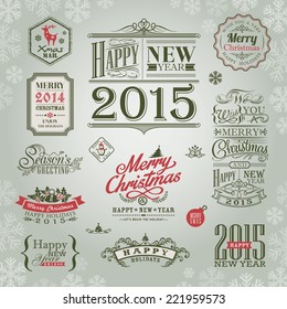 set of christmas and new year design elements vector