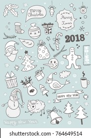 Set of Christmas and New Year Doodles