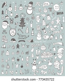 Set of Christmas and New Year Doodles