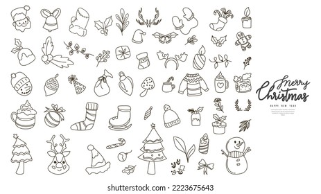 Set of Christmas and New Year Element collection with seasonal , cartoon vector