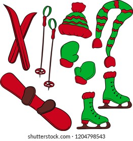 Set of Christmas and New Year elements. Vector illustration.