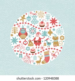 Conjunto de elementos de Navidad y Año Nuevo