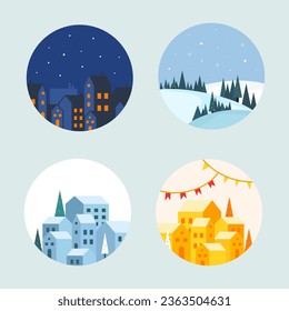 Set of Christmas and New Year elements. Ideal for greeting card party invitation poster sticker set. Hand drawn style